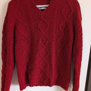 Tommy Hilfiger V-Neck Red Sweater